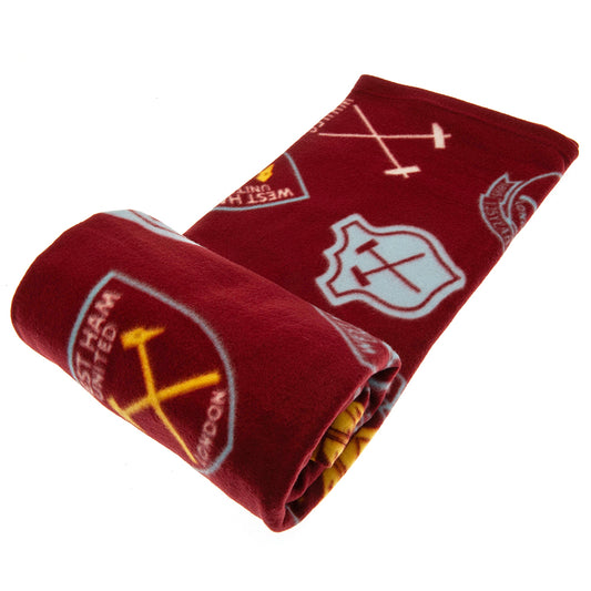 Official West Ham United FC Historic Crests Fleece Blanket