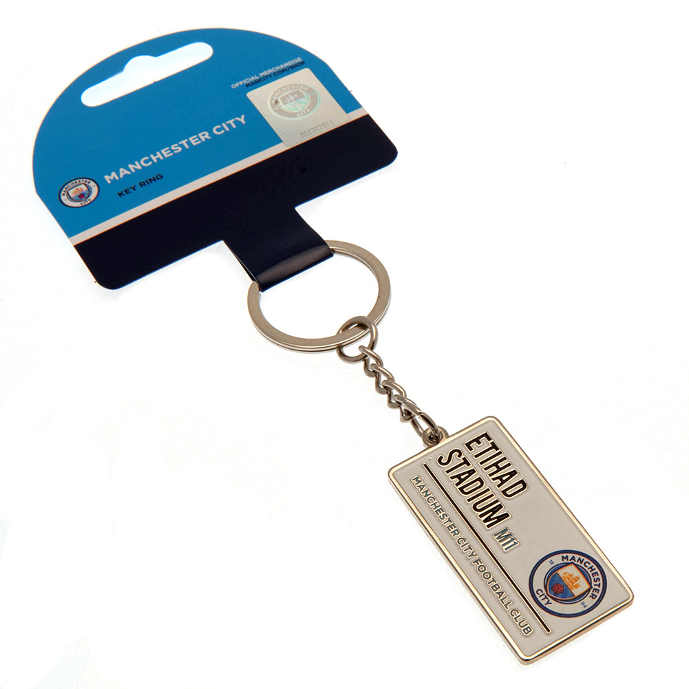 Official Manchester City FC Embossed Street Sign Keyring