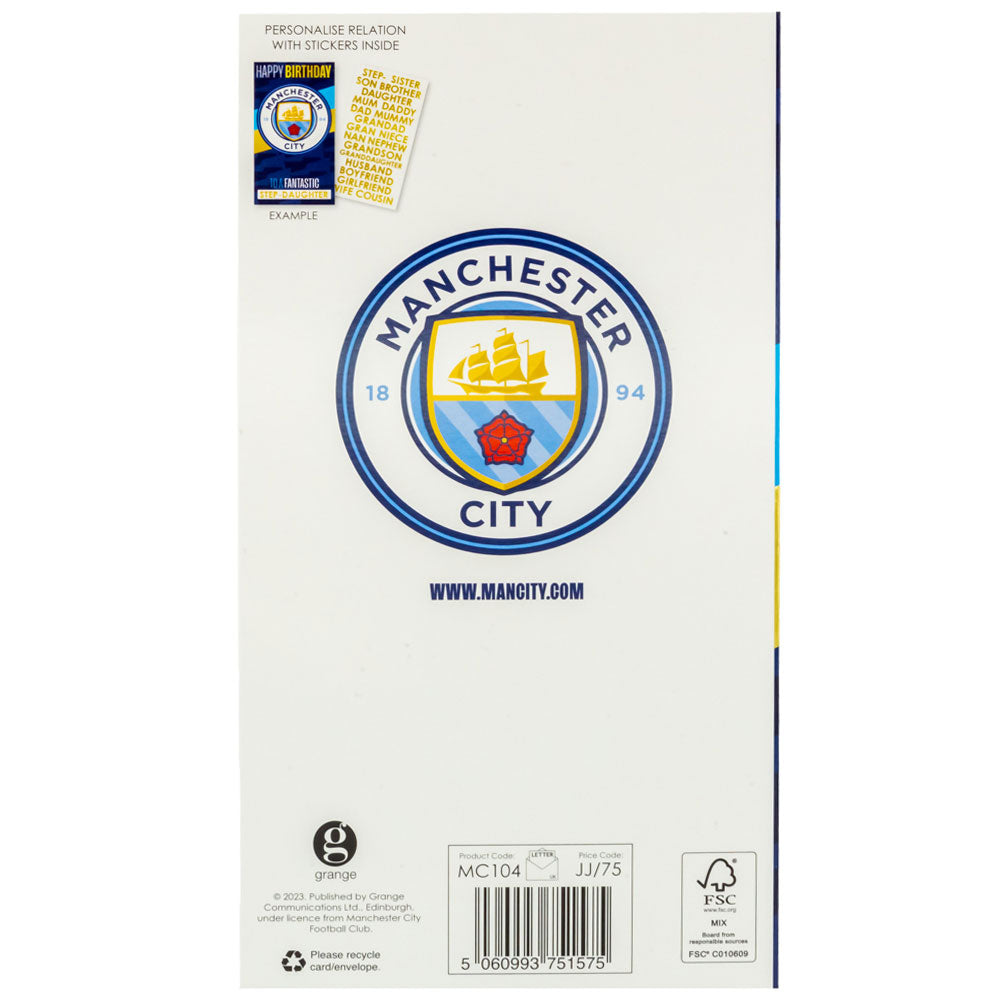 Official Manchester City FC Personalised Birthday Card