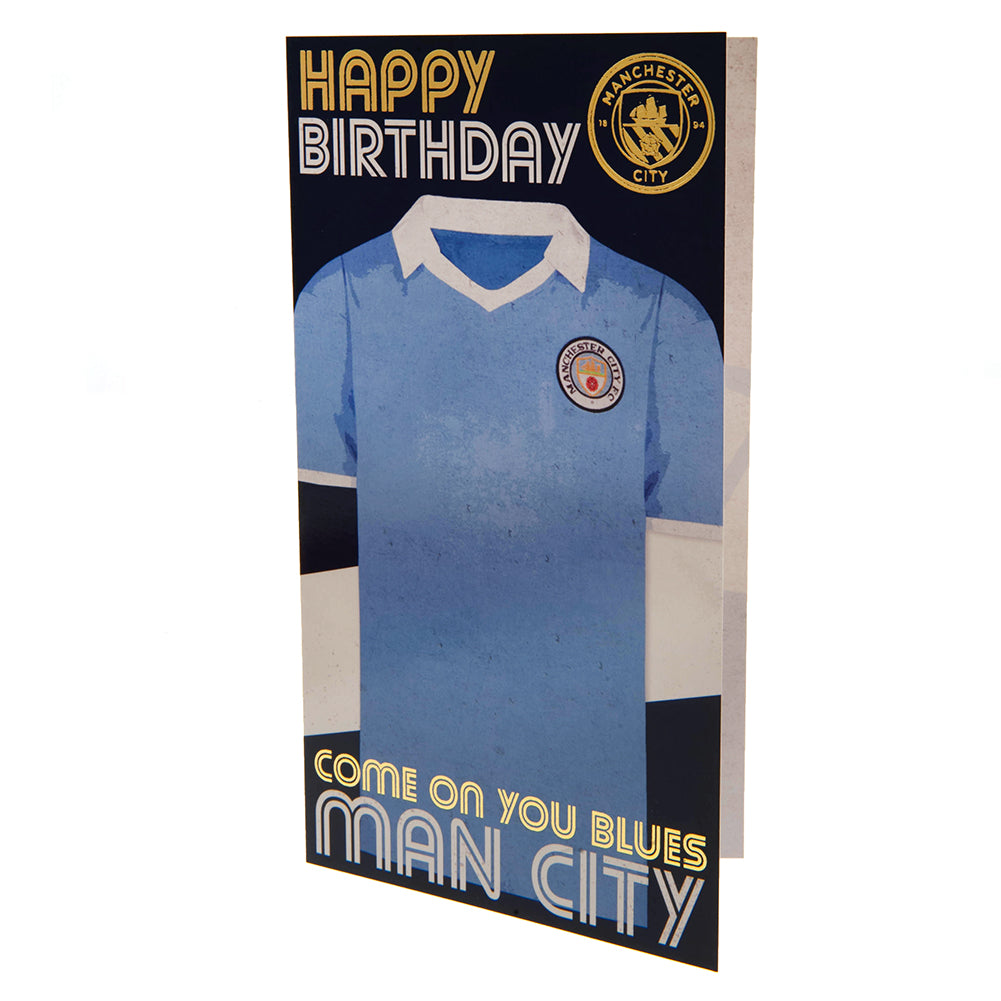 Official Manchester City FC Retro Shirt Birthday Card