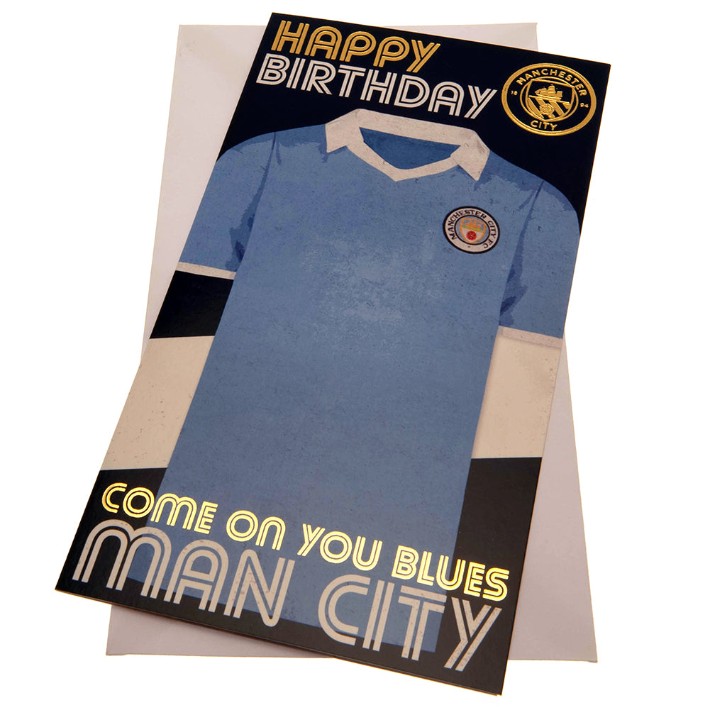 Official Manchester City FC Retro Shirt Birthday Card