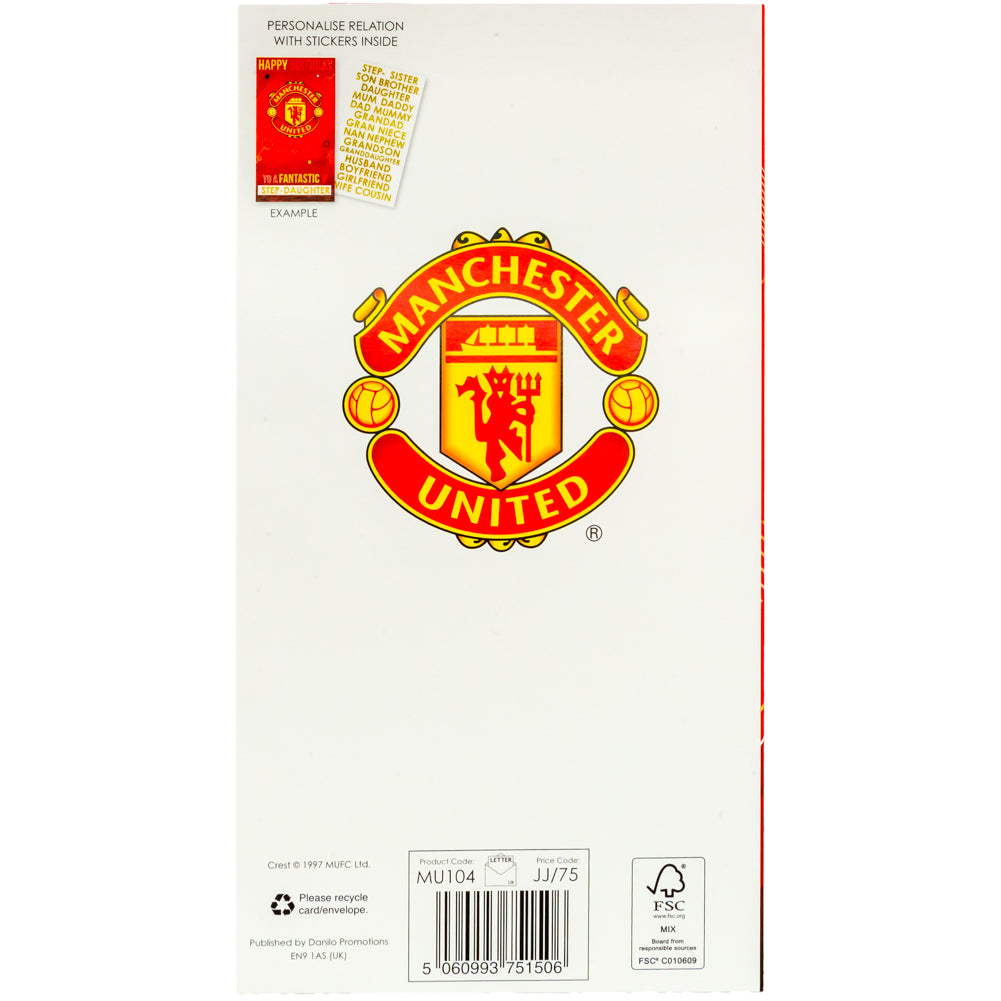 Official Manchester United FC Personalised Birthday Card