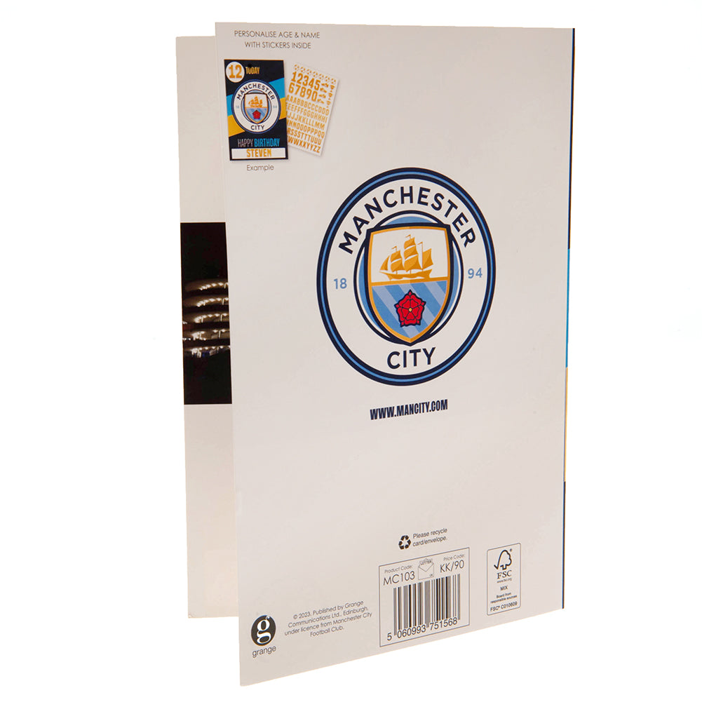 Official Manchester City FC Birthday Card With Stickers