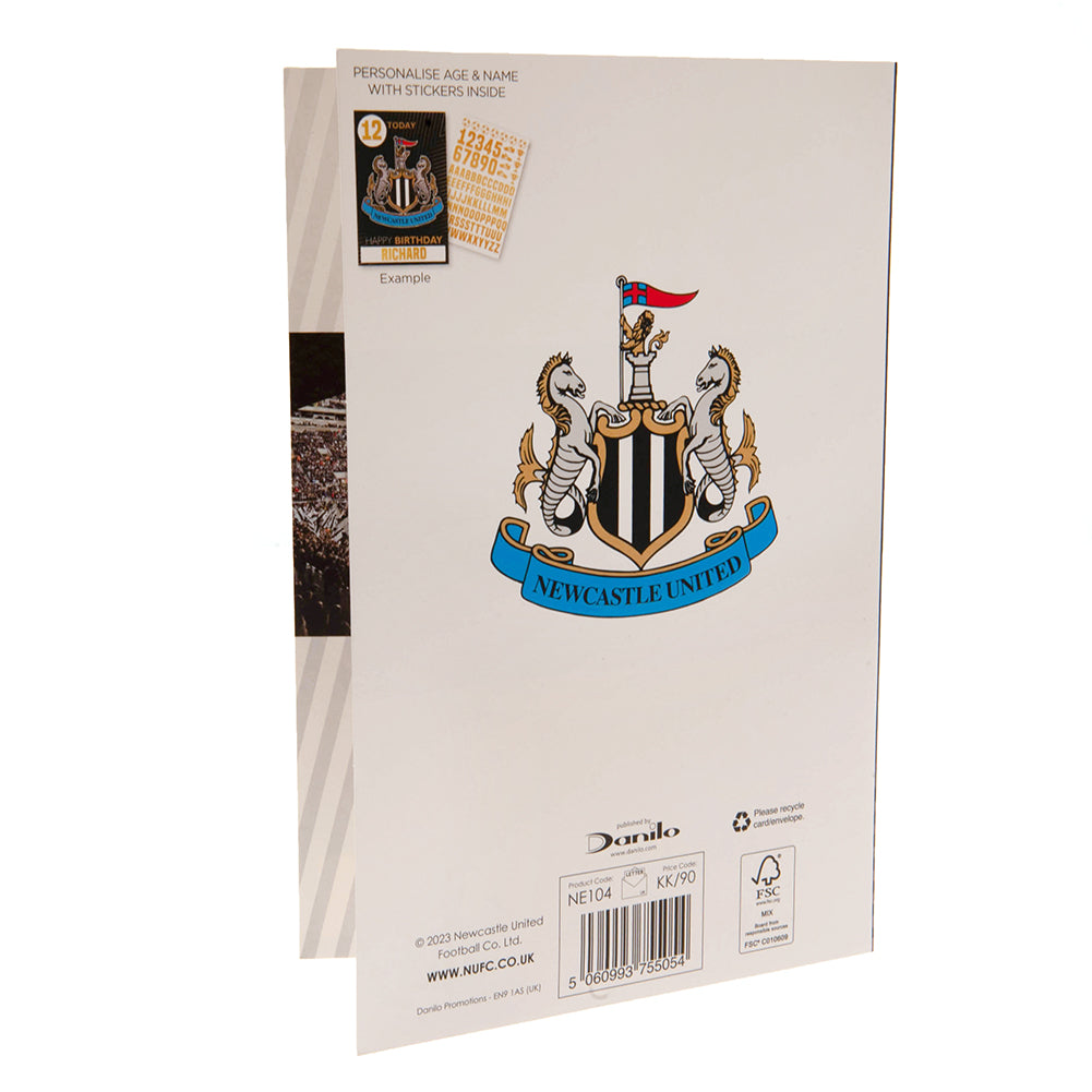 Official Newcastle United FC Birthday Card With Stickers