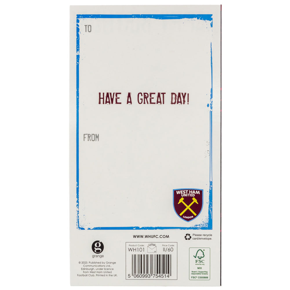 Official West Ham United FC Crest Birthday Card