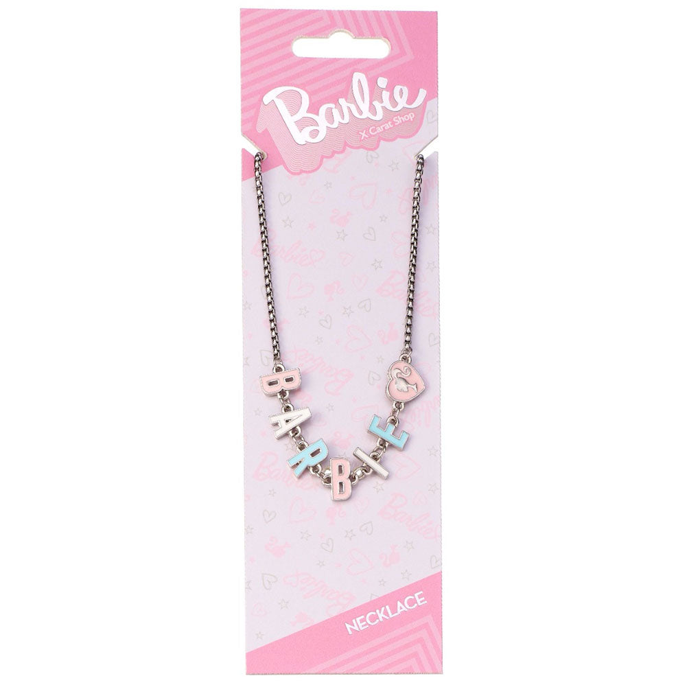 Official Barbie Silver Plated Enamel Letter Necklace