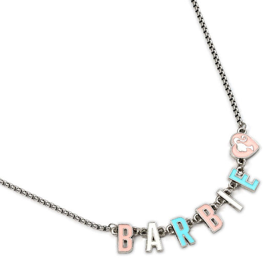 Official Barbie Silver Plated Enamel Letter Necklace