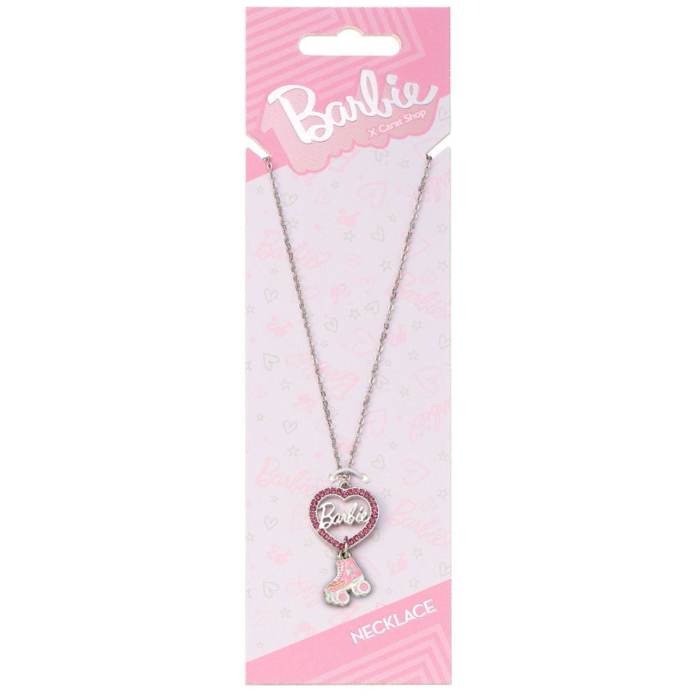 Official Barbie Silver Plated Heart & Roller Skate Necklace