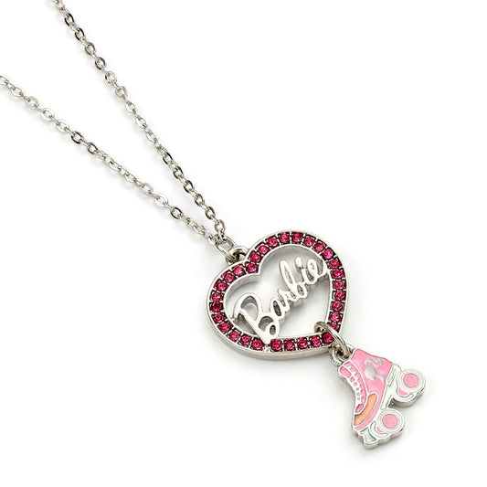 Official Barbie Silver Plated Heart & Roller Skate Necklace