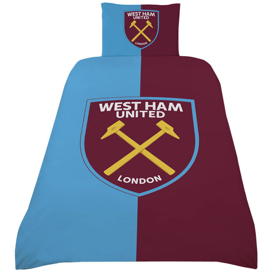 Official West Ham United FC Colour Split Single Duvet Set