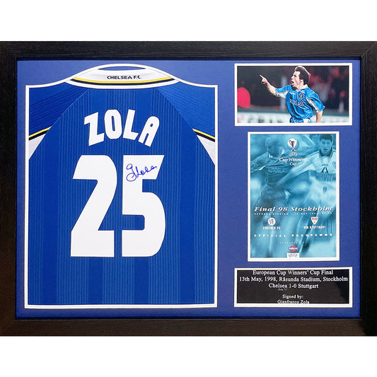 Official Chelsea FC 1998 Zola Signed Shirt (Framed)