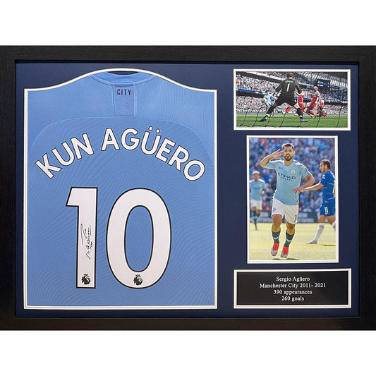 Official Manchester City FC Aguero Signed Shirt (Framed)