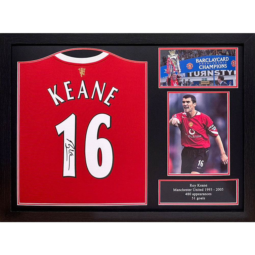 Official Manchester United FC Keane Signed Shirt (Framed)