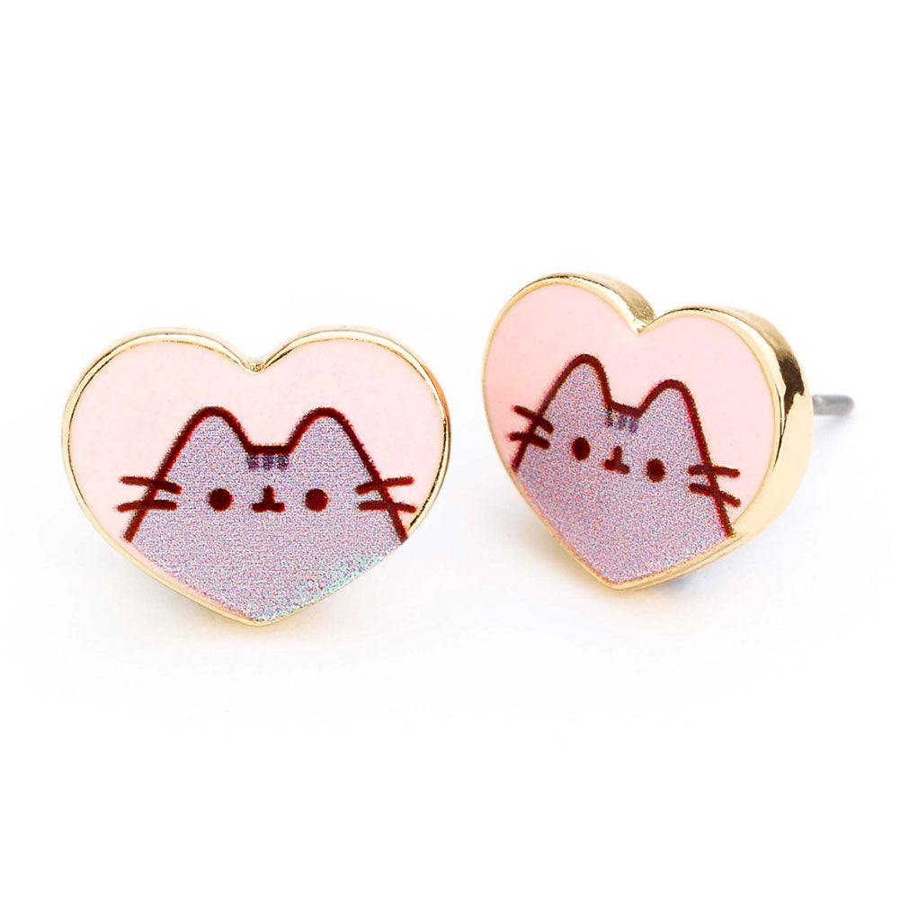 Official Pusheen Gold Plated Heart Earrings