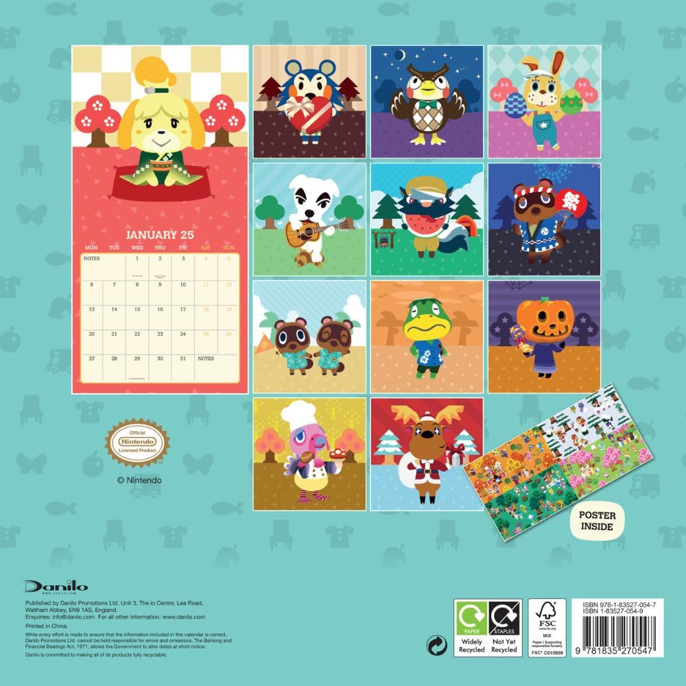 Official Animal Crossing Square Calendar 2025