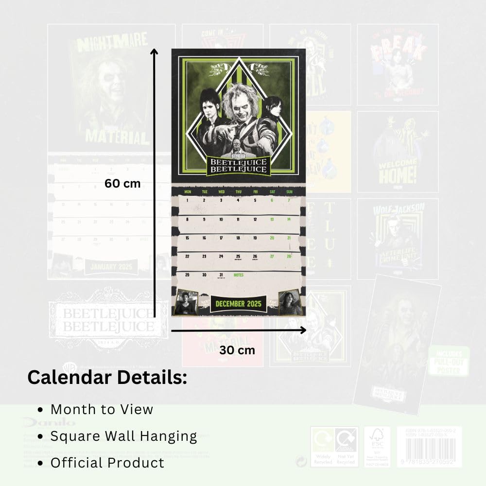 Official Beetlejuice 2 The Movie Square Calendar 2025