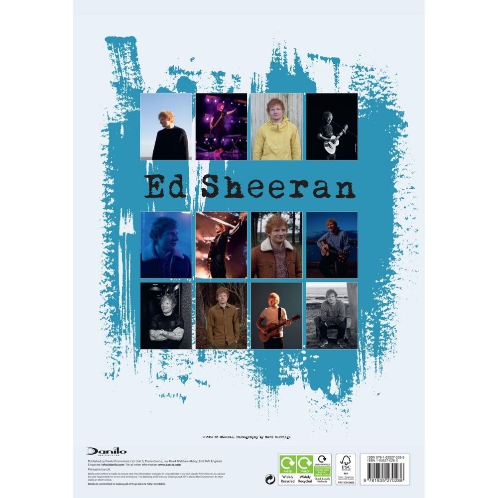 Official Ed Sheeran A3 Calendar 2025