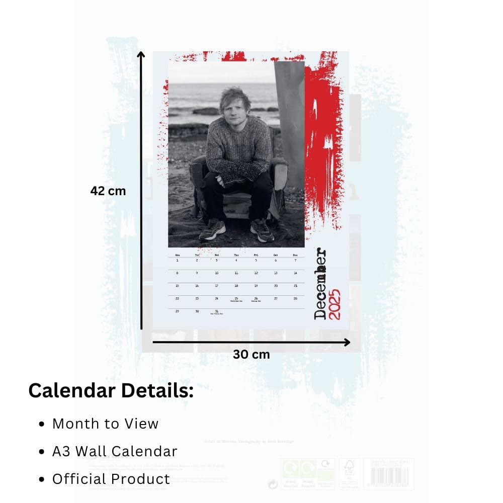 Official Ed Sheeran A3 Calendar 2025