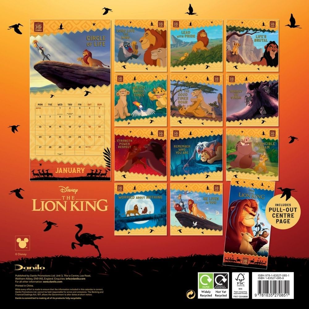 Official The Lion King Square Calendar 2025