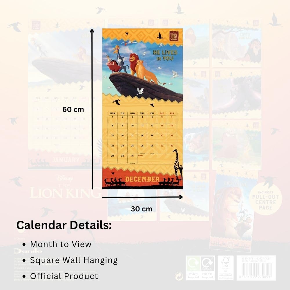 Official The Lion King Square Calendar 2025