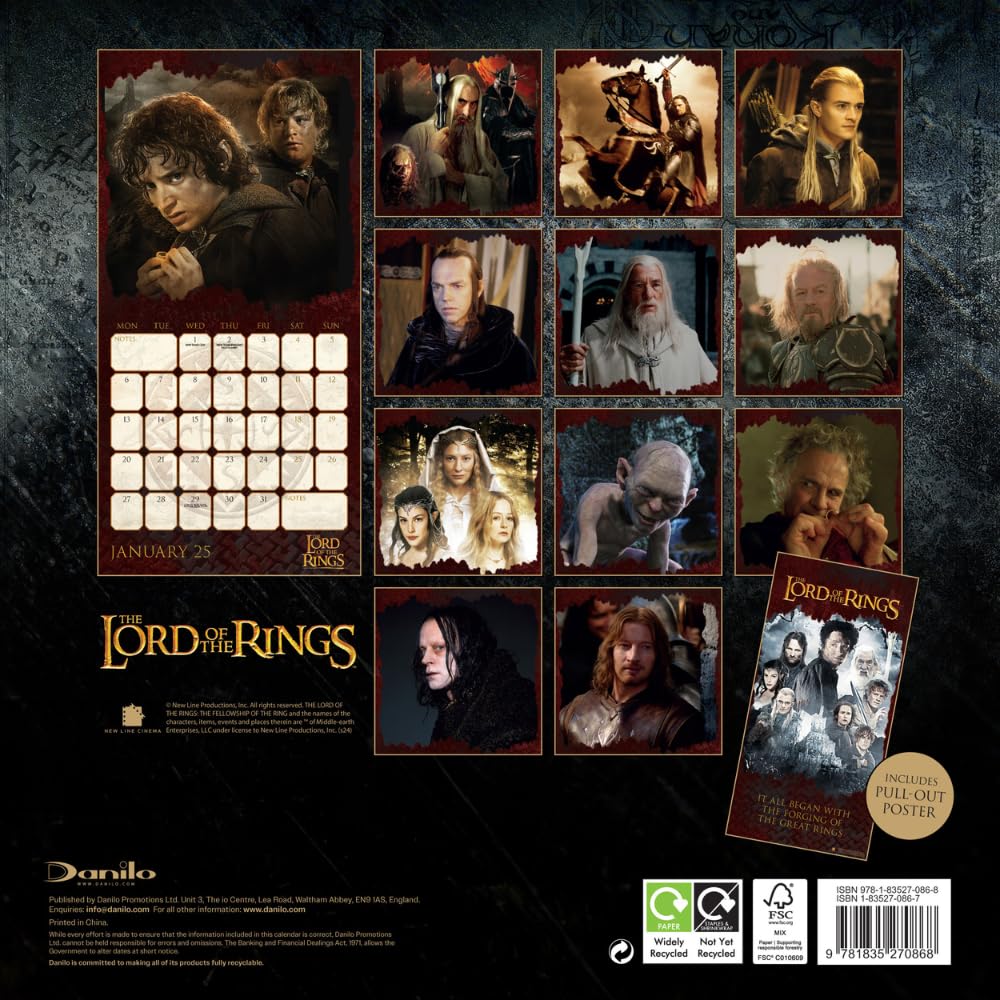 Official The Lord Of The Rings Square Calendar 2025