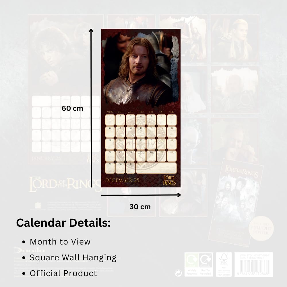 Official The Lord Of The Rings Square Calendar 2025