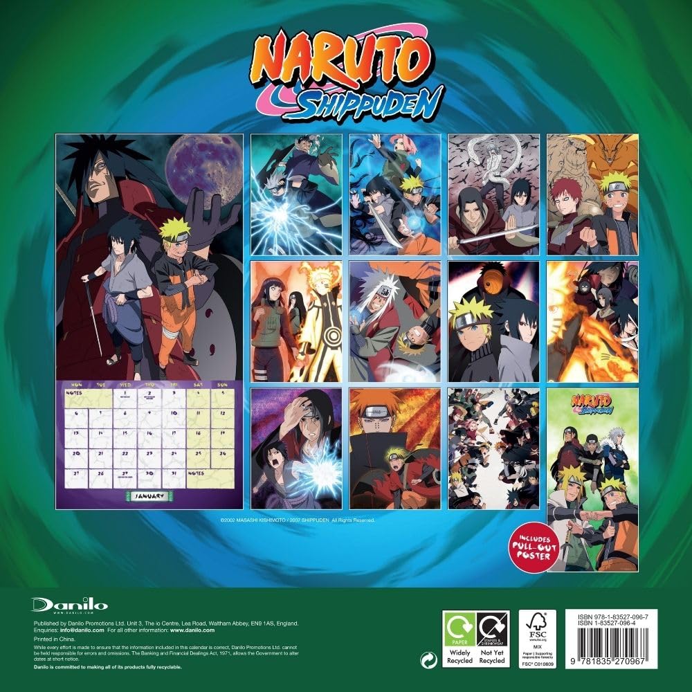 Official Naruto: Shippuden Square Calendar 2025