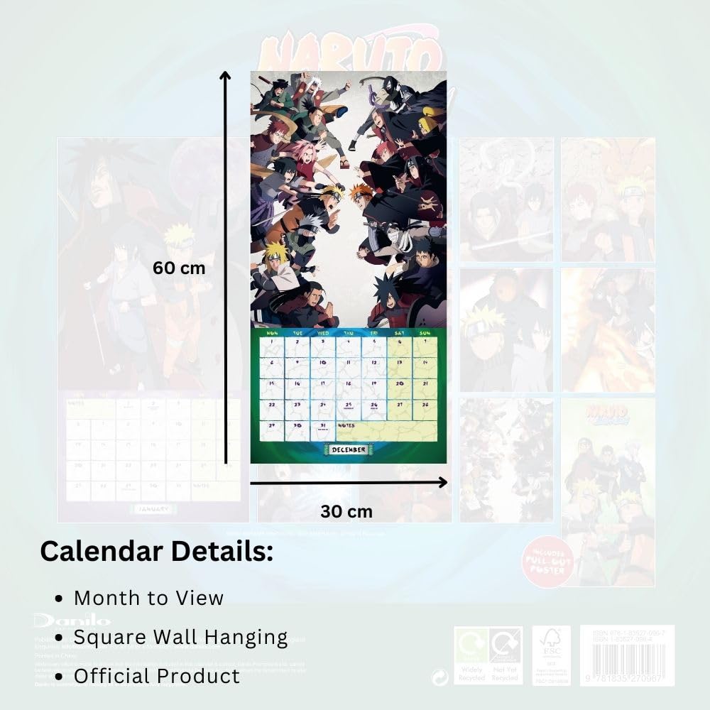 Official Naruto: Shippuden Square Calendar 2025