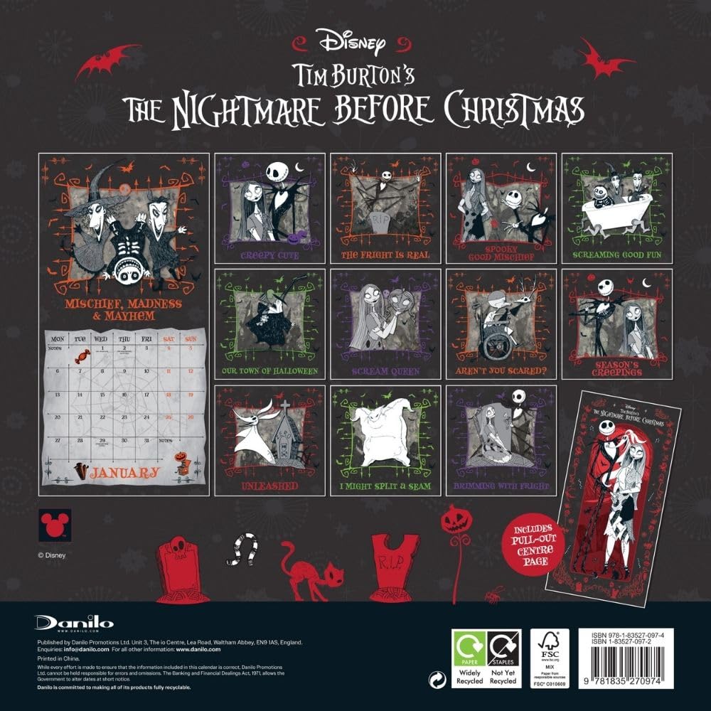 Official The Nightmare Before Christmas Square Calendar 2025