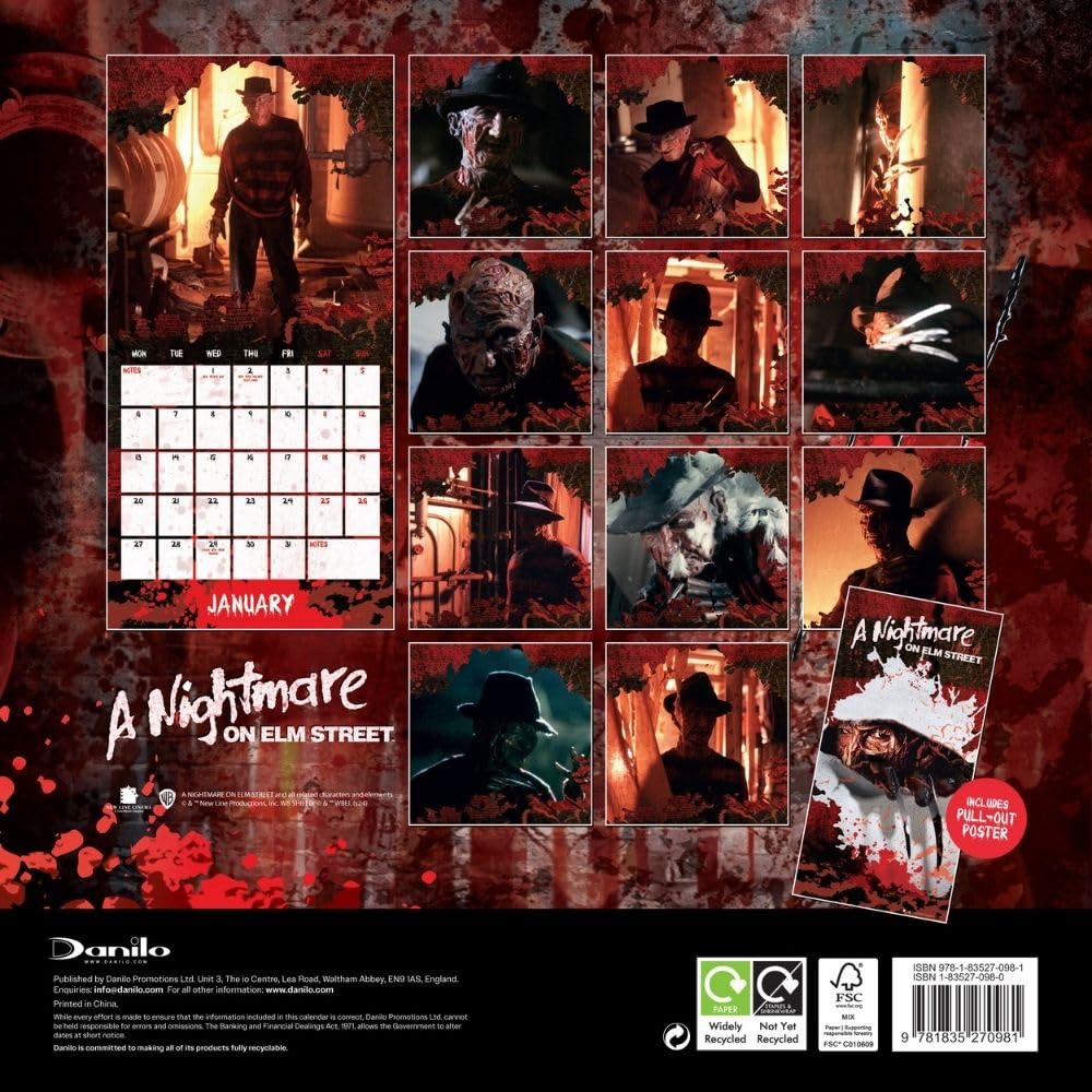 Official A Nightmare on Elm Street Square Calendar 2025