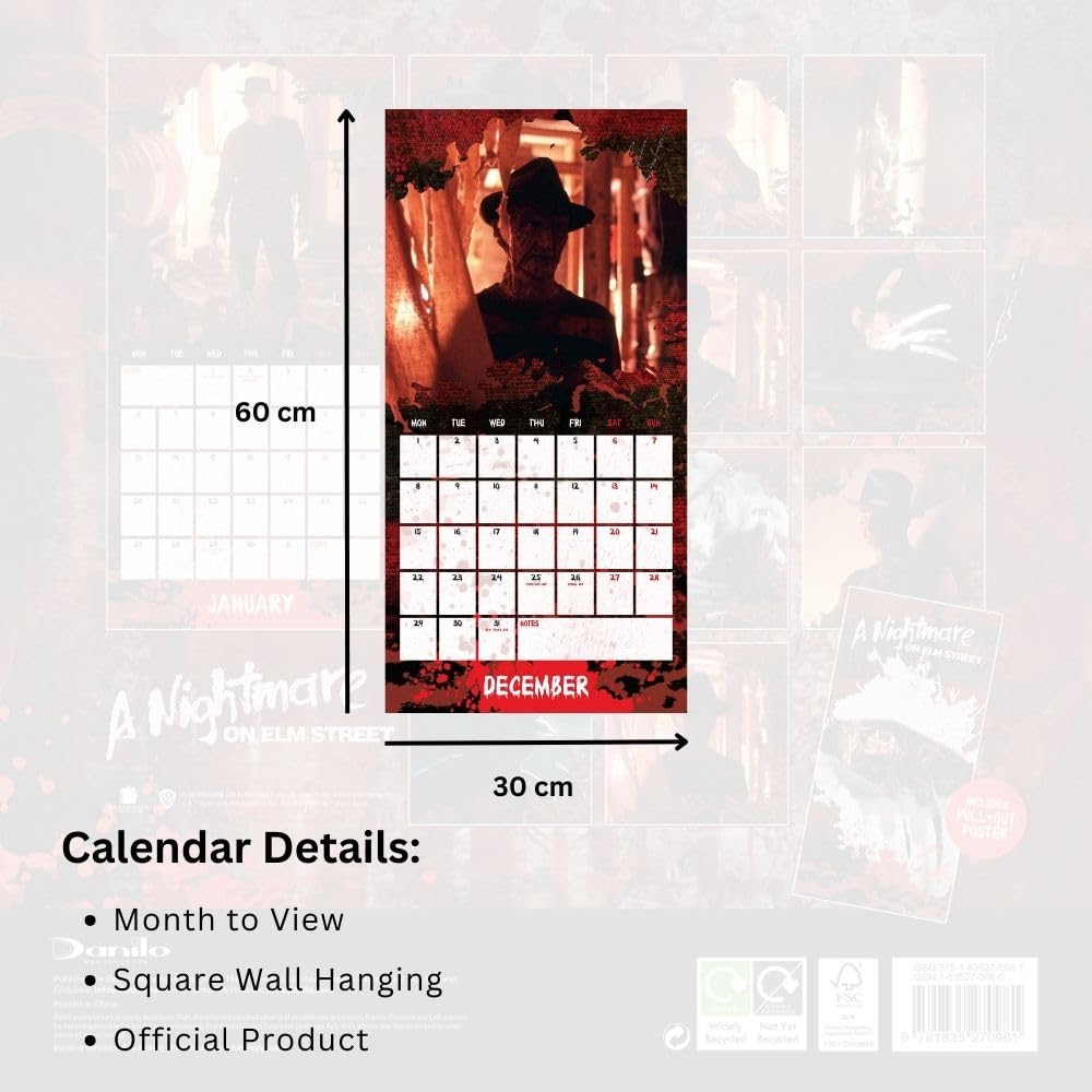 Official A Nightmare on Elm Street Square Calendar 2025