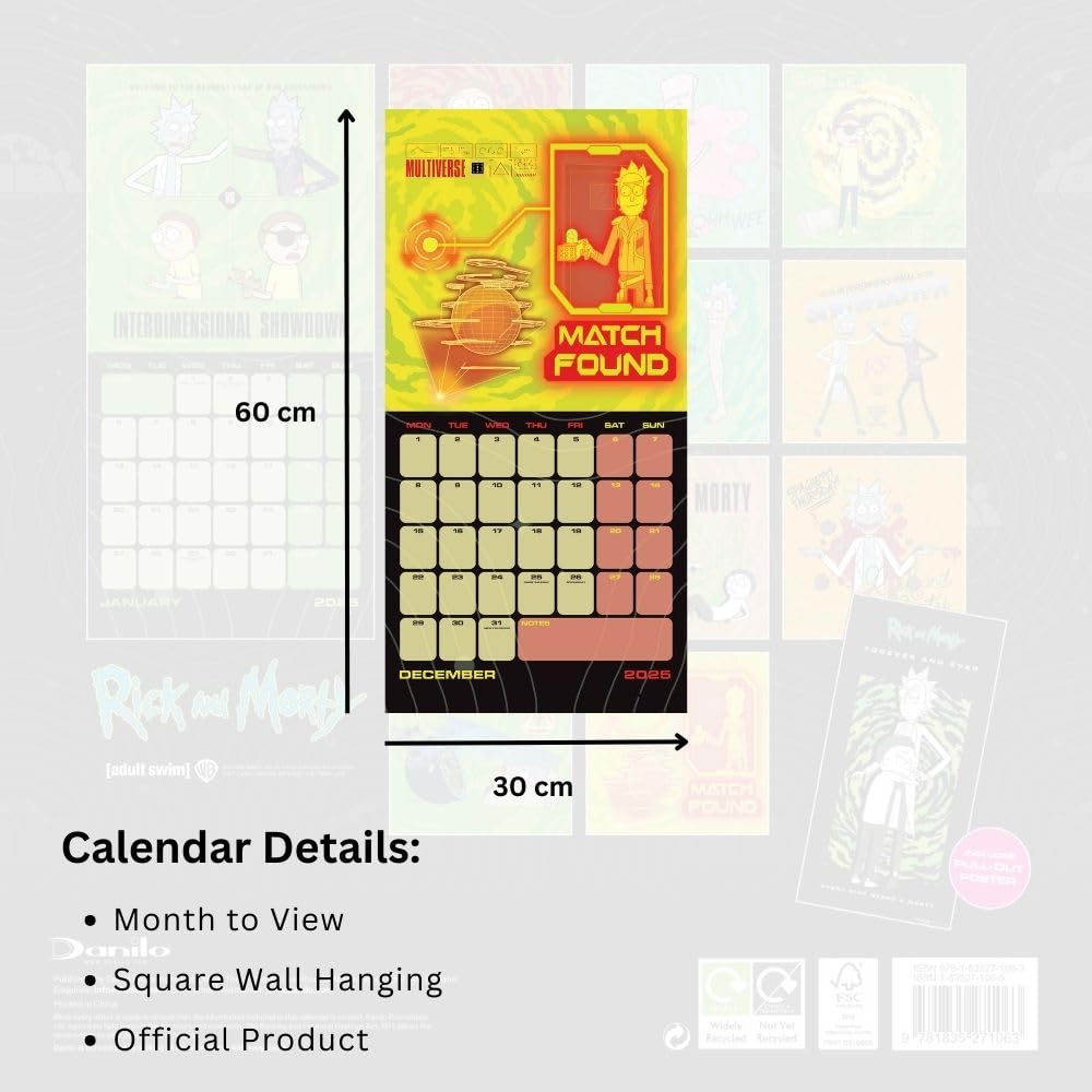 Official Rick And Morty Square Calendar 2025