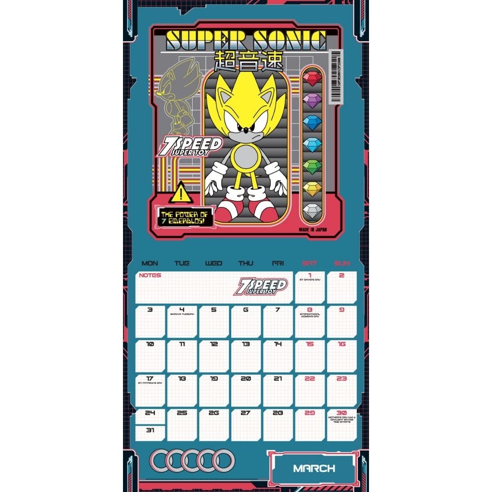 Official Sonic The Hedgehog Square Calendar 2025