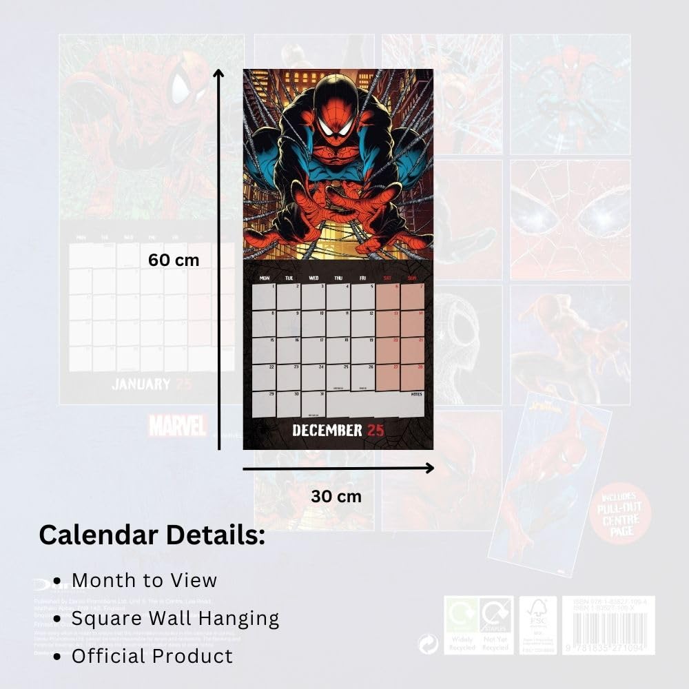 Official Spider-Man Square Calendar 2025