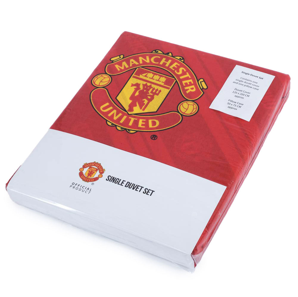 Official Manchester United FC Core Stripe Single Duvet Set