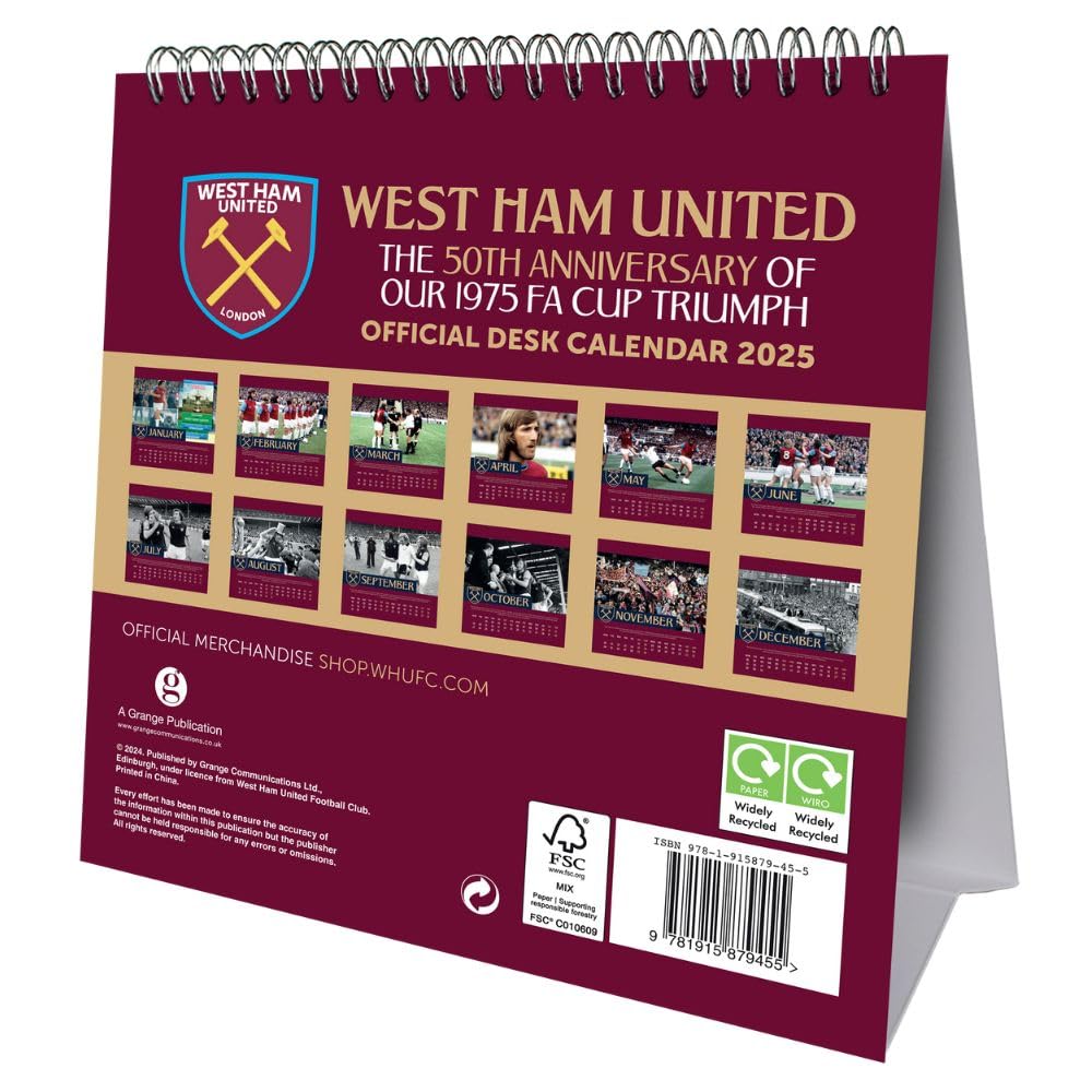 Official West Ham United FC Desktop Calendar 2025