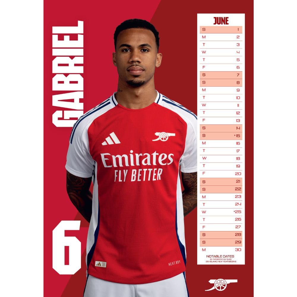 Official Arsenal FC A3 Calendar 2025