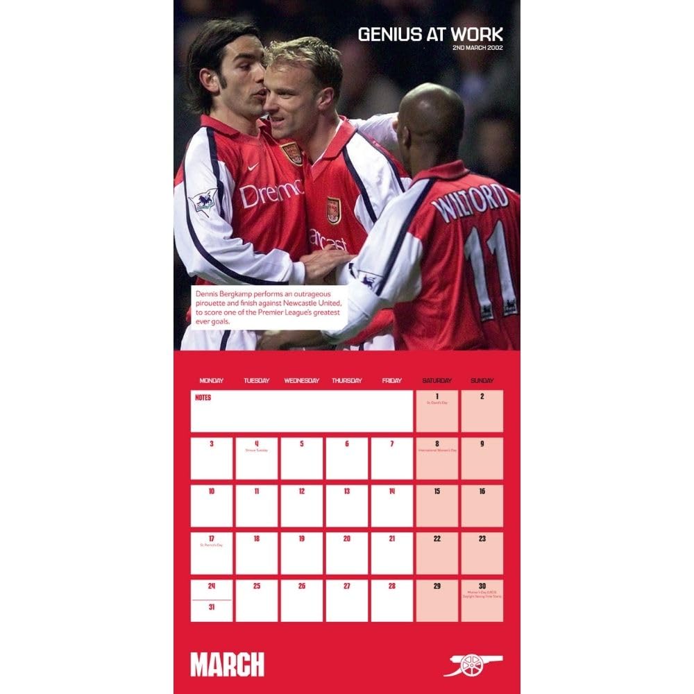 Official Arsenal FC Legends Square Calendar 2025