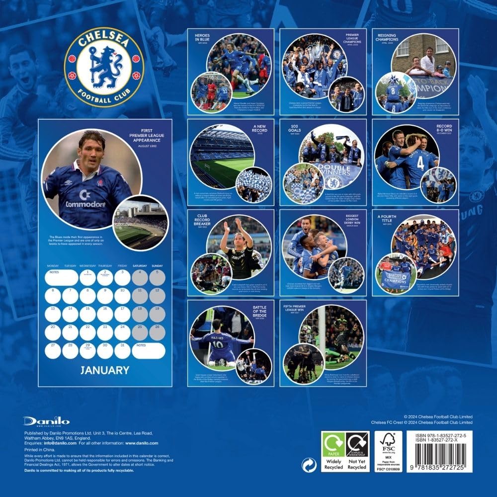 Official Chelsea FC Legends Square Calendar 2025