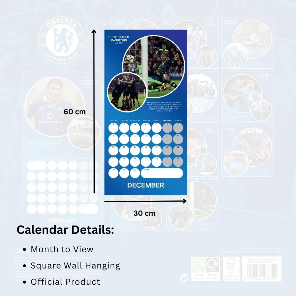 Official Chelsea FC Legends Square Calendar 2025