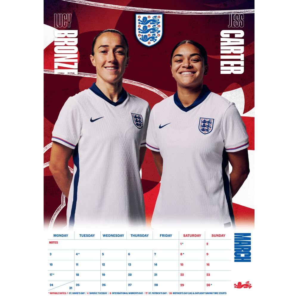 Official England Lionesses A3 Calendar 2025