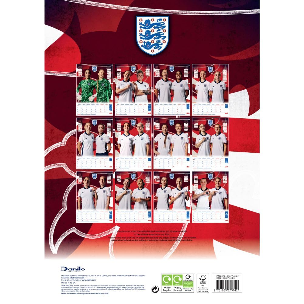 Official England Lionesses A3 Calendar 2025