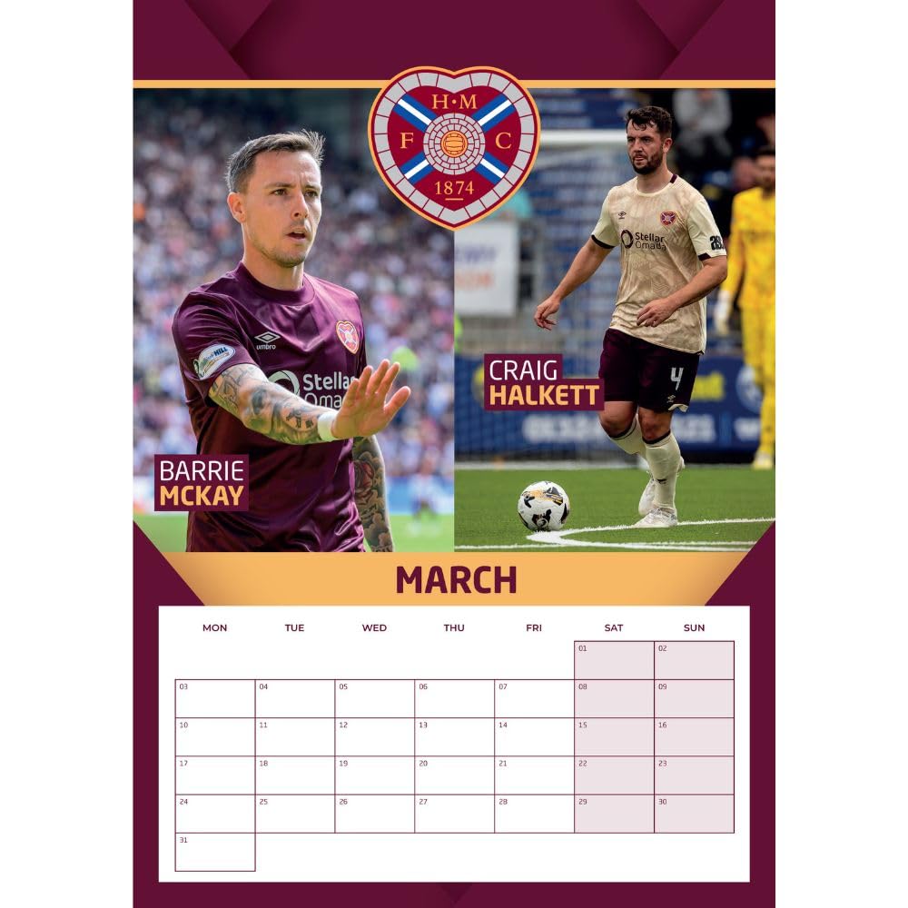 Official Hearts FC A3 Calendar 2025