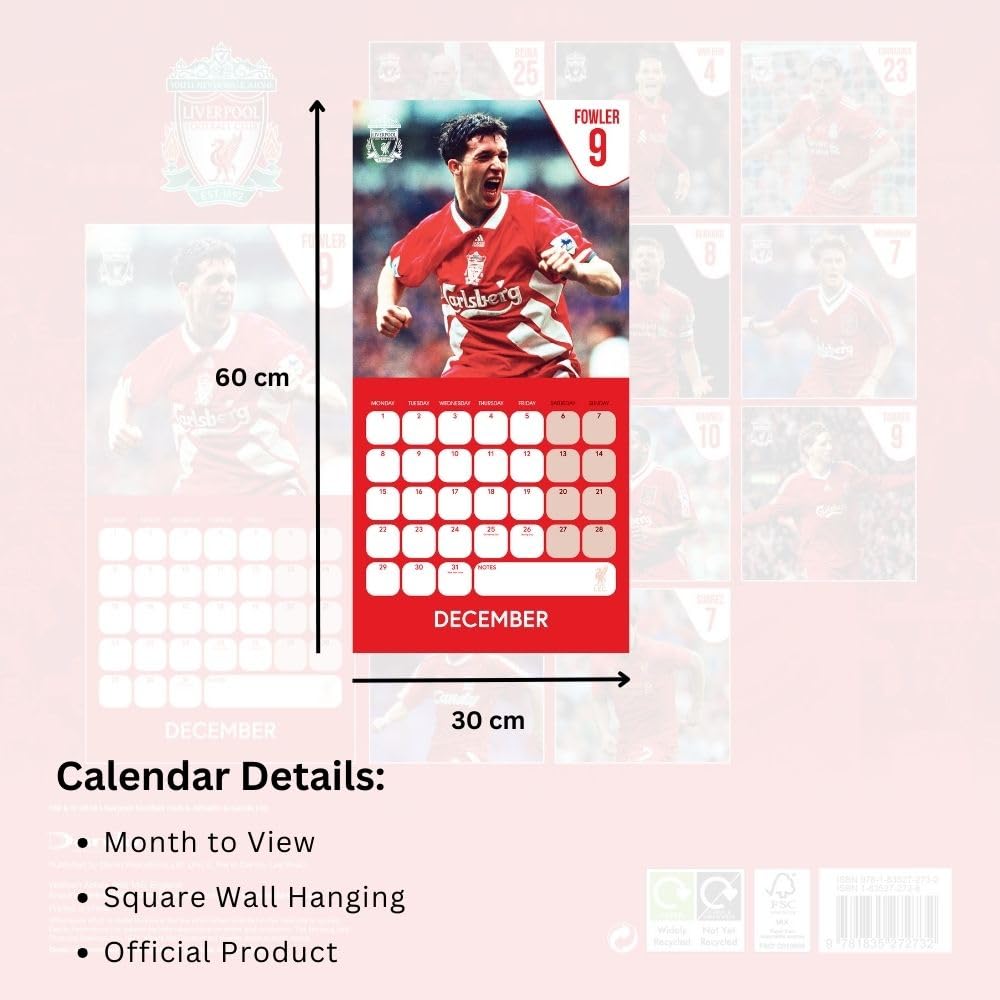 Official Liverpool FC Legends Square Calendar 2025