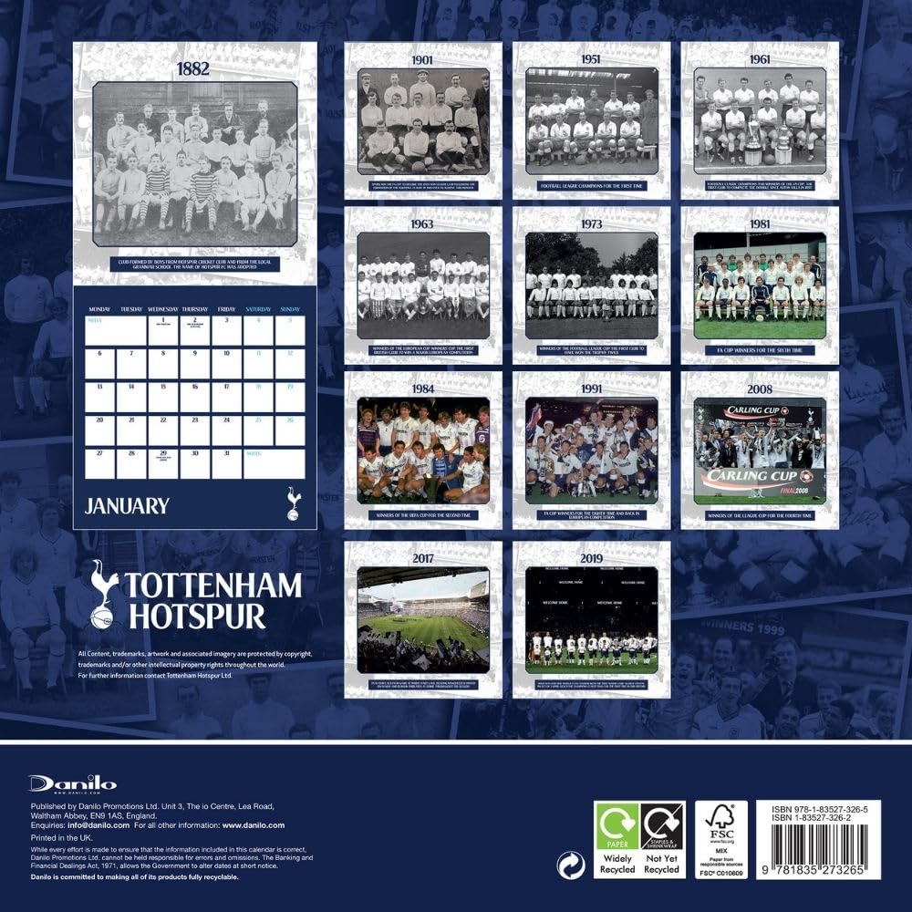 Official Tottenham Hotspur FC Legends Square Calendar 2025