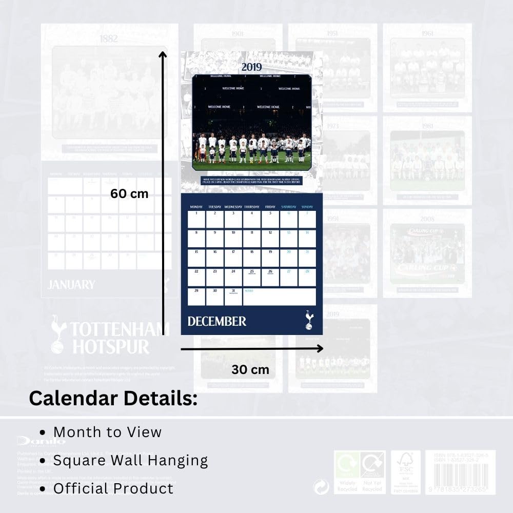 Official Tottenham Hotspur FC Legends Square Calendar 2025