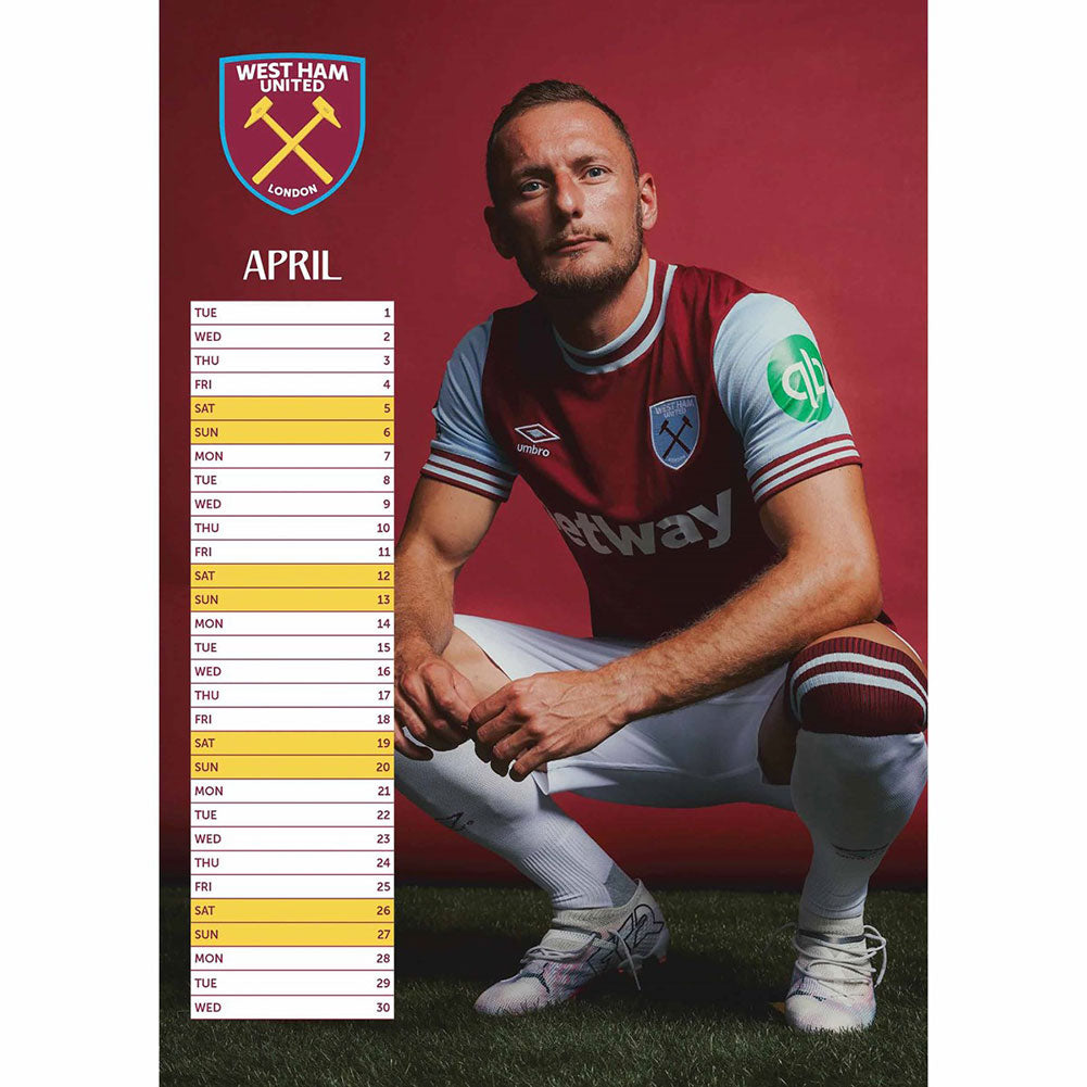 Official West Ham United FC A3 Calendar 2025