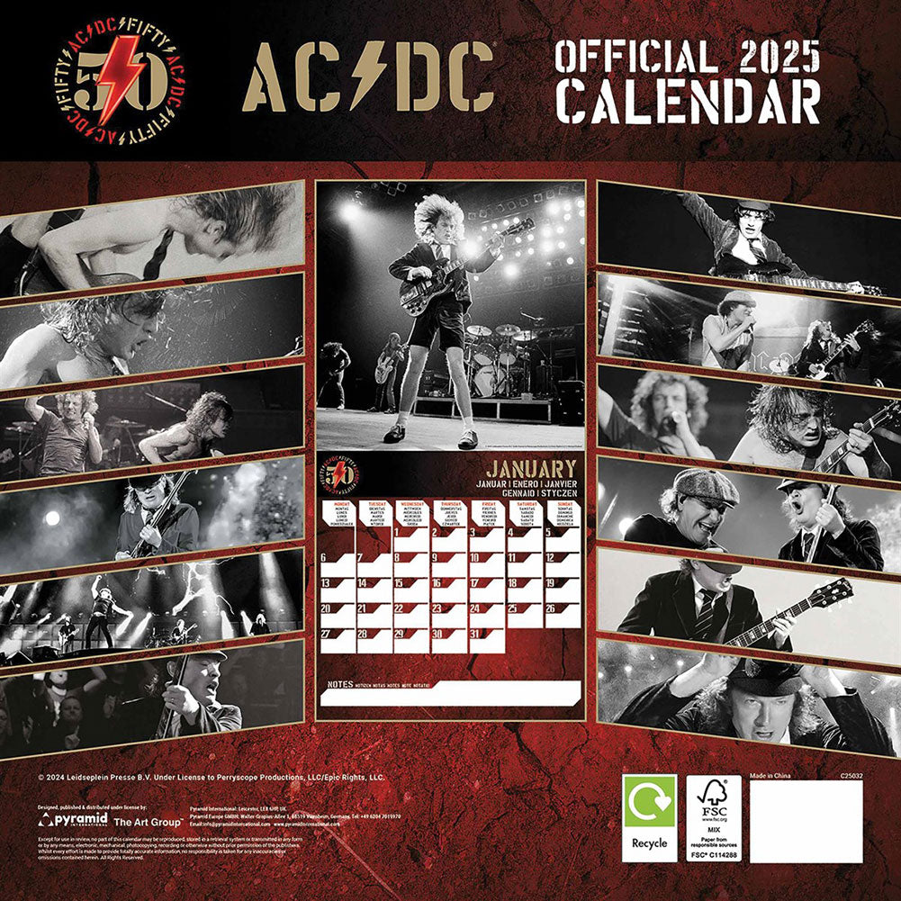 Official AC/DC Square Calendar 2025