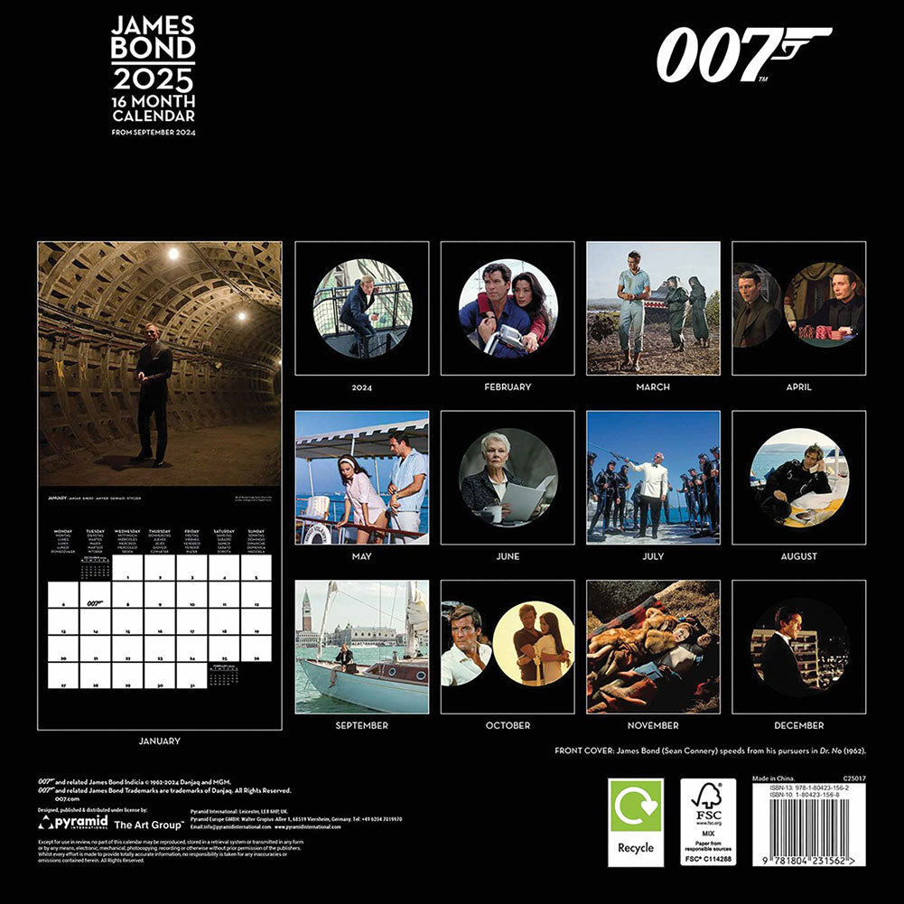 Official James Bond Square Calendar 2025