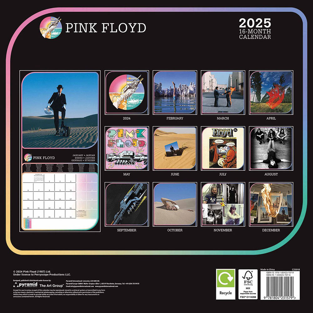 Official Pink Floyd Square Calendar 2025